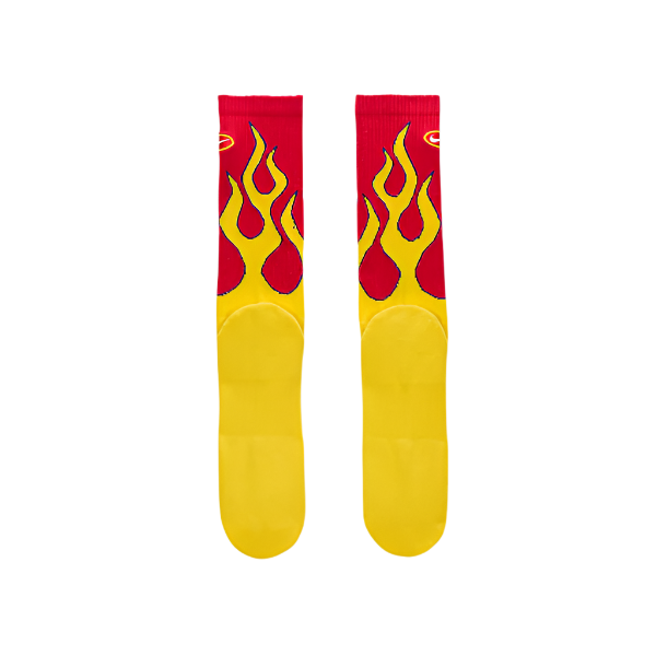 Nike Everyday Plus Cushioned Crew Flames Socks - Yellow/Red
