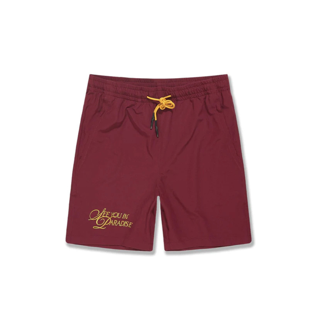 Jordan Craig Embroidered Camp Shorts - Wine
