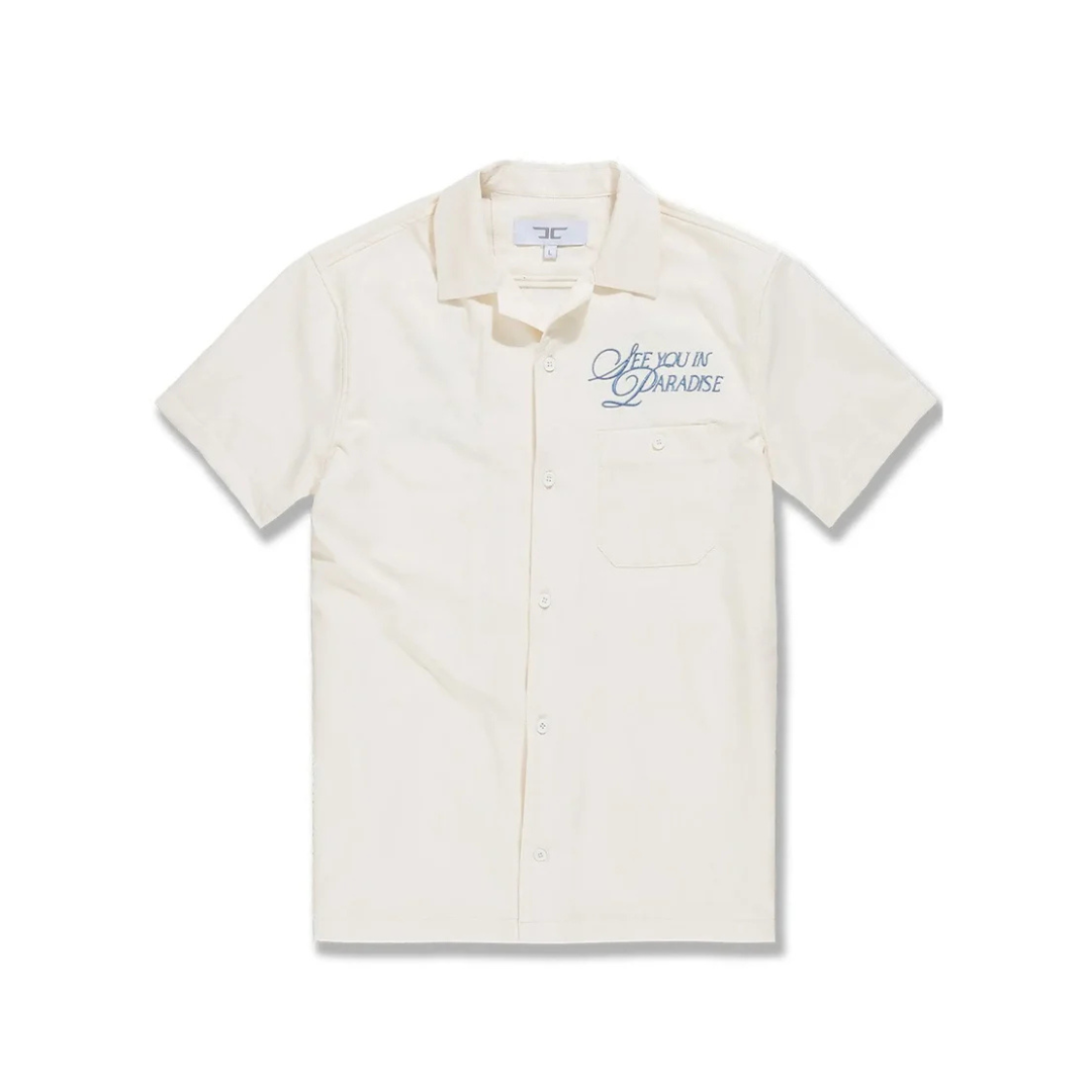 Jordan Craig Embroidered Camp Shirt - Cream