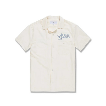 Jordan Craig Embroidered Camp Shirt - Cream