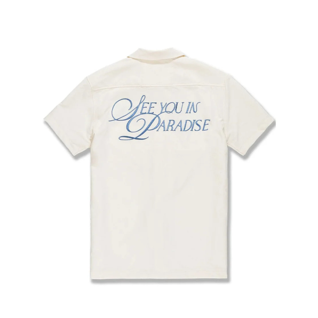Jordan Craig Embroidered Camp Shirt - Cream