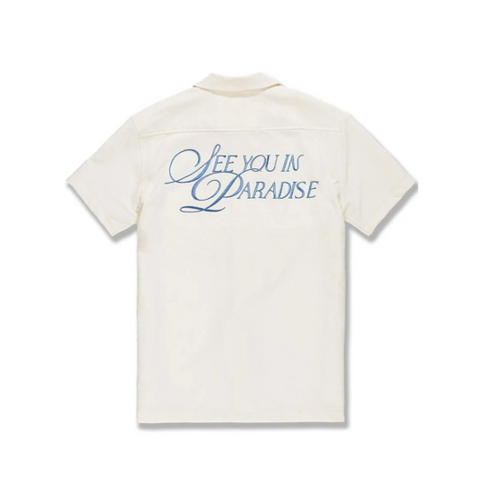 Jordan Craig Embroidered Camp Shirt - Cream