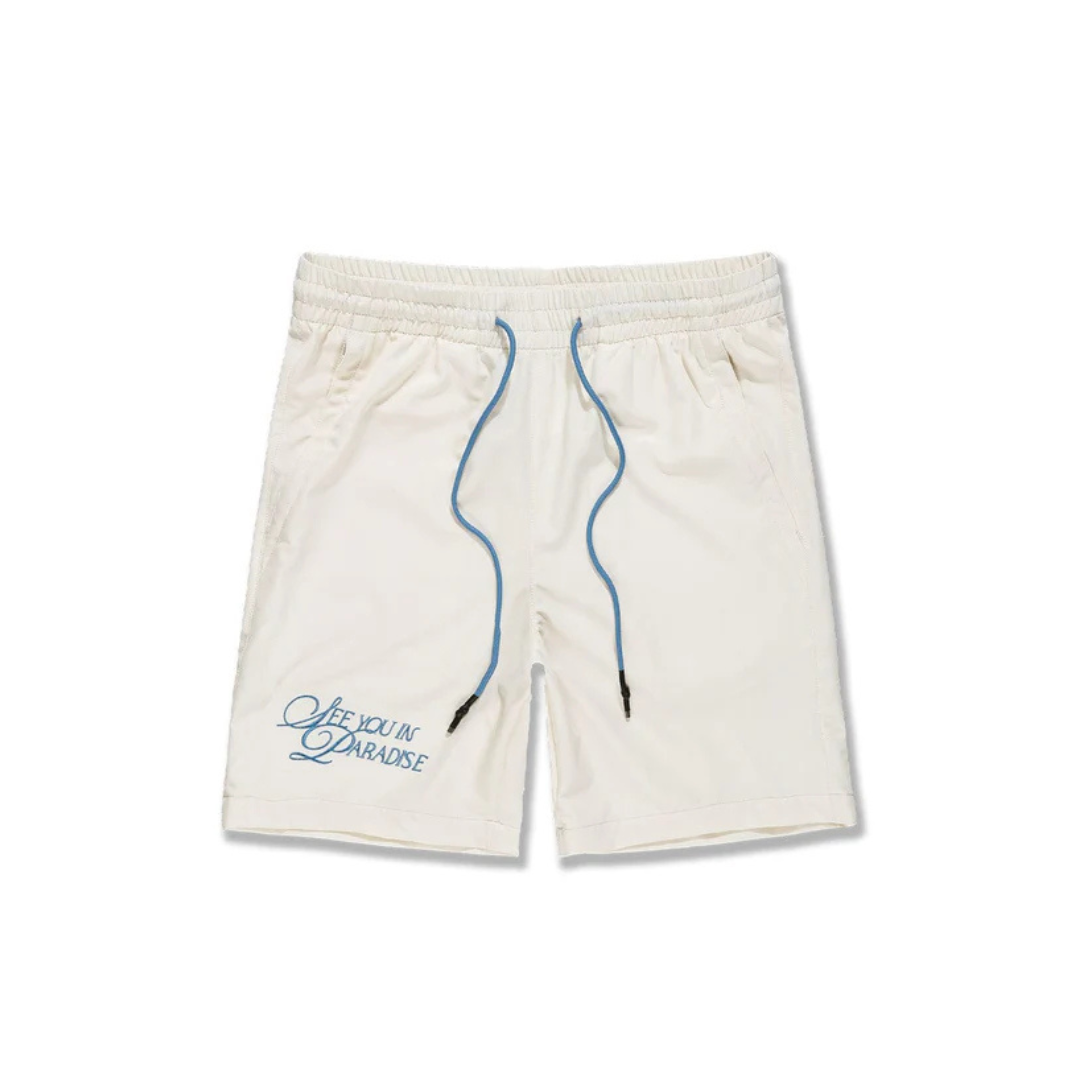 Jordan Craig Embroidered Camp Shorts - Cream