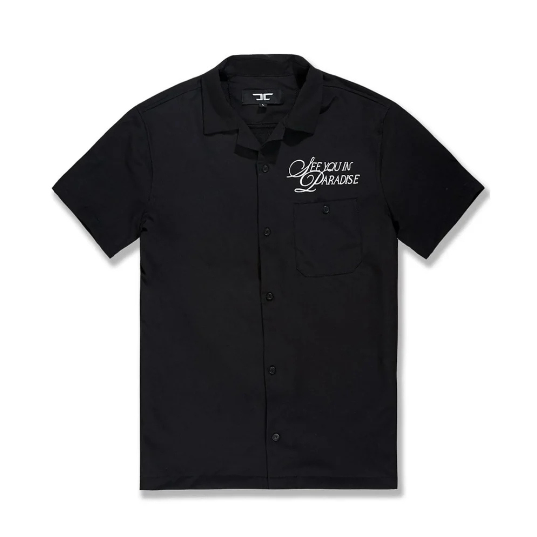 Boys Jordan Craig Embroidered Camp Shirt - Black