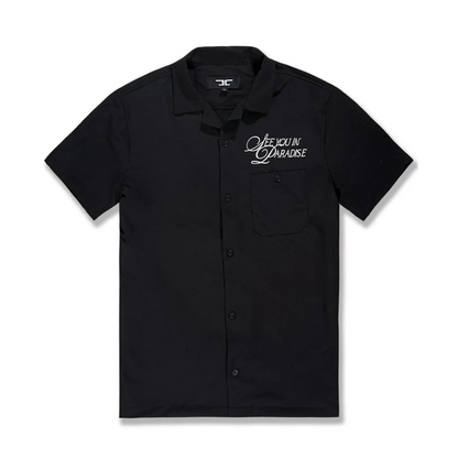 Boys Jordan Craig Embroidered Camp Shirt - Black