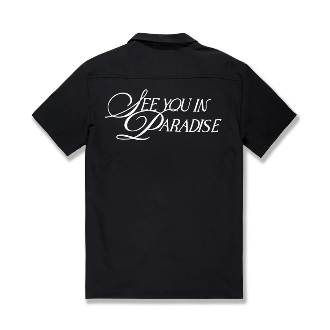 Boys Jordan Craig Embroidered Camp Shirt - Black
