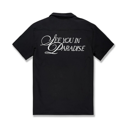 Boys Jordan Craig Embroidered Camp Shirt - Black