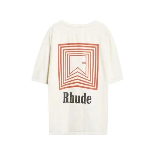 Rhude Chevron Logo Repeat T-Shirt - Vintage White