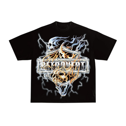 Retrovert Blue Skull Tee - Blue