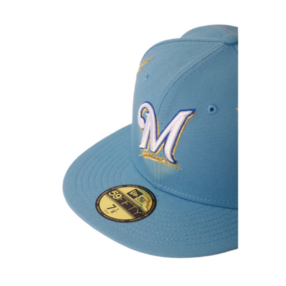 New Era x Diet Starts Monday 59Fifty Milwaukee Brewers Lightning Bolts Fitted  - Baby Blue