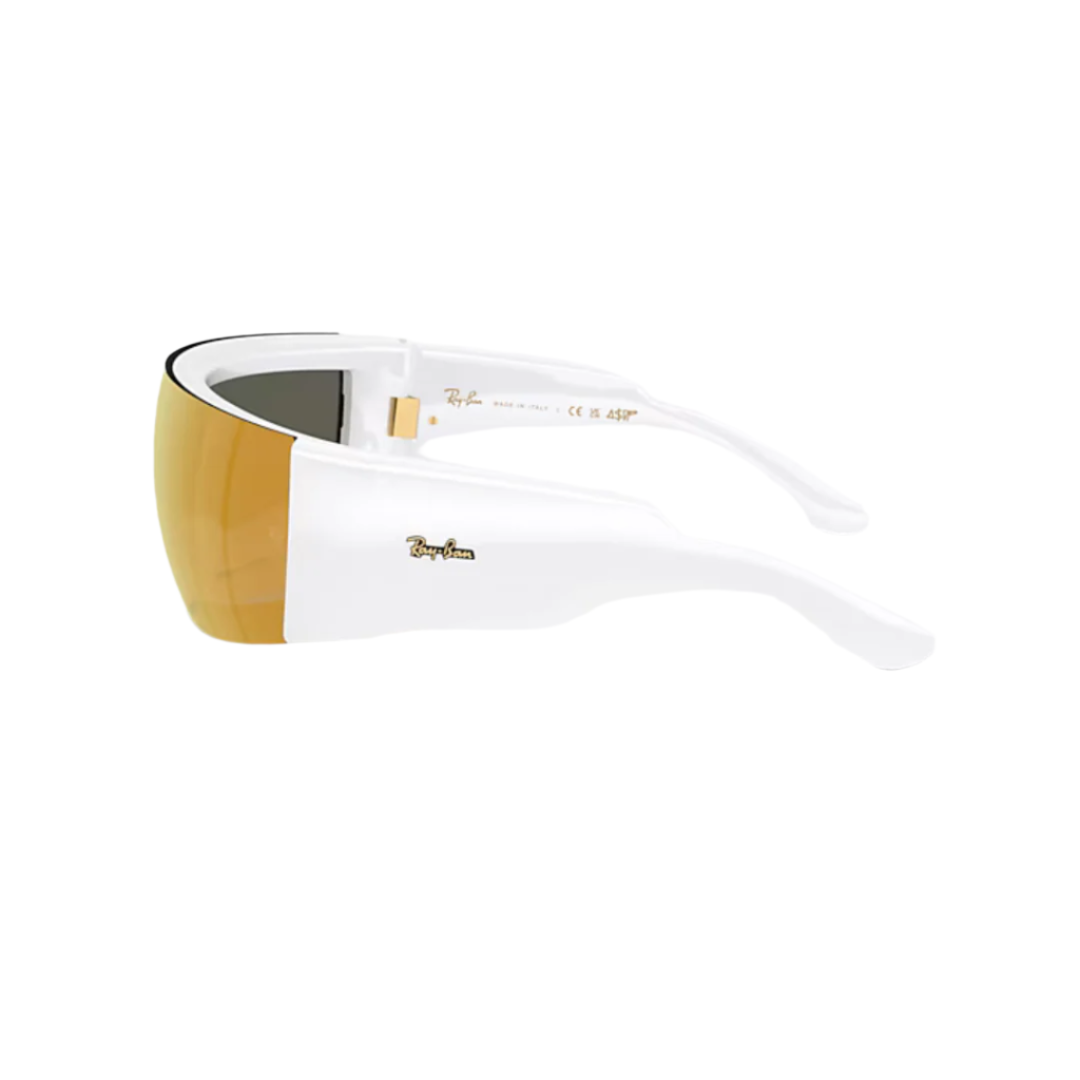 Ray-Ban x Asap Rocky Ultra-Wrap 002 Brown/Mirror Gold Wide-Lens Sunglasses - Polished White