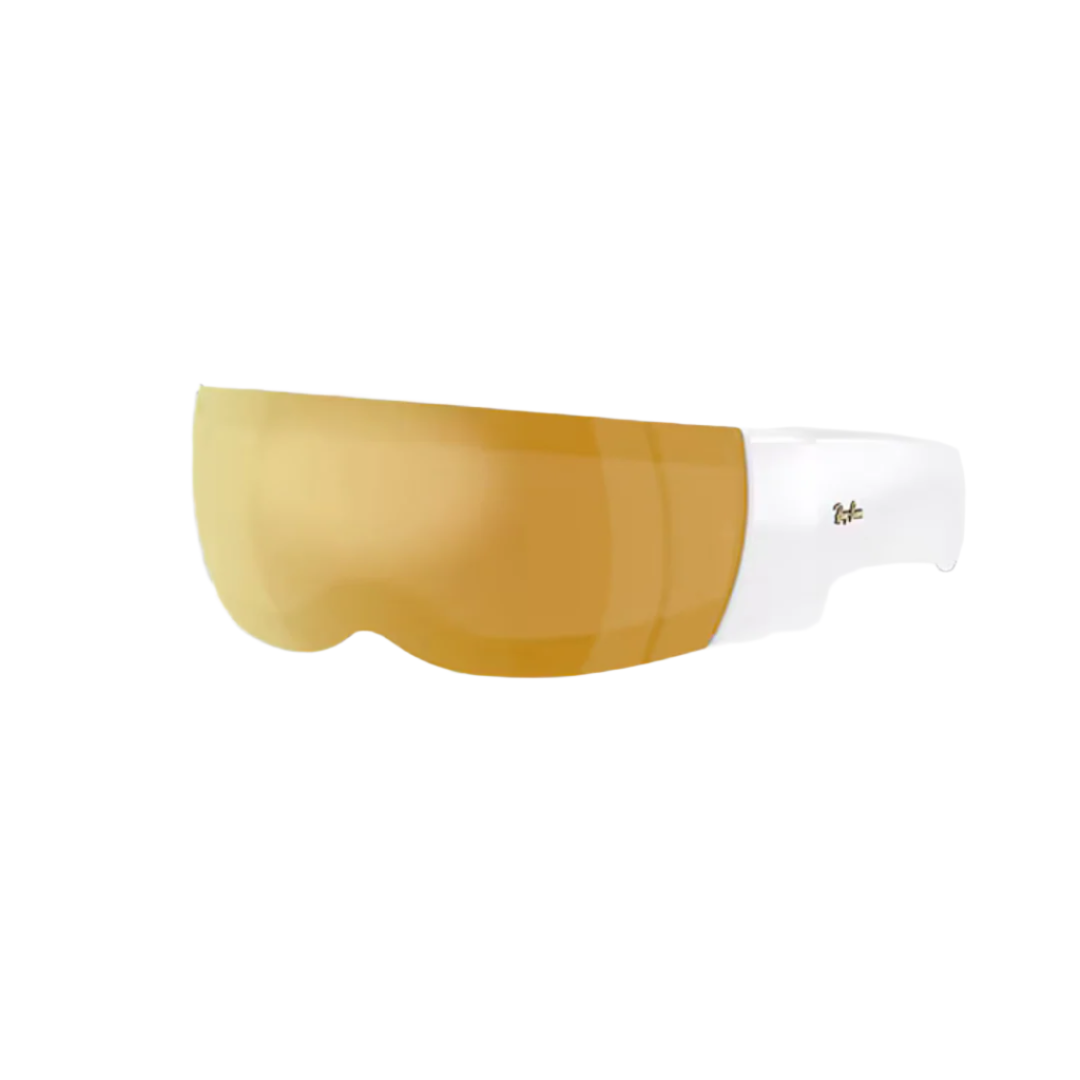 Ray-Ban x Asap Rocky Ultra-Wrap 002 Brown/Mirror Gold Wide-Lens Sunglasses - Polished White