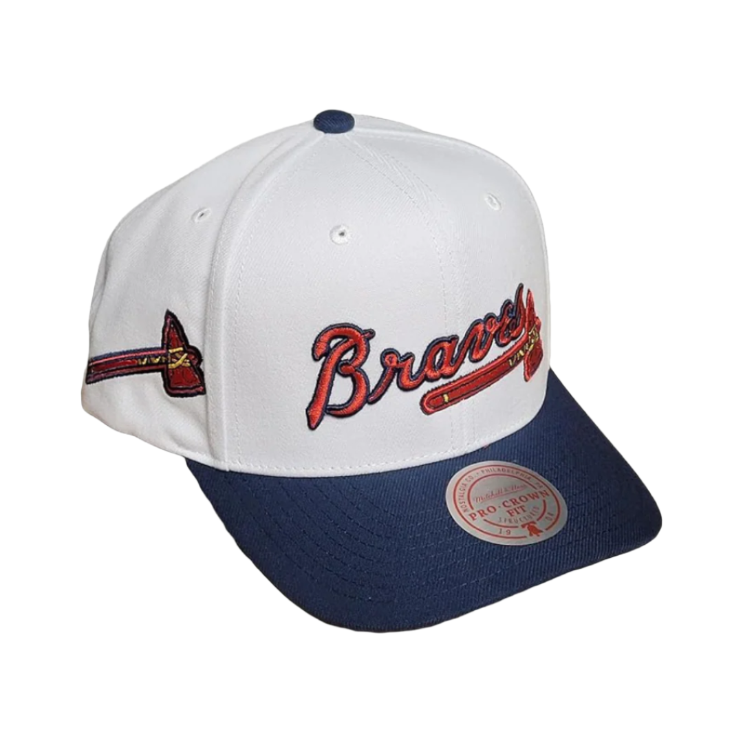 Mitchell & Ness Atlanta Braves Evergreen Pro Snapback - White/Red/Navy