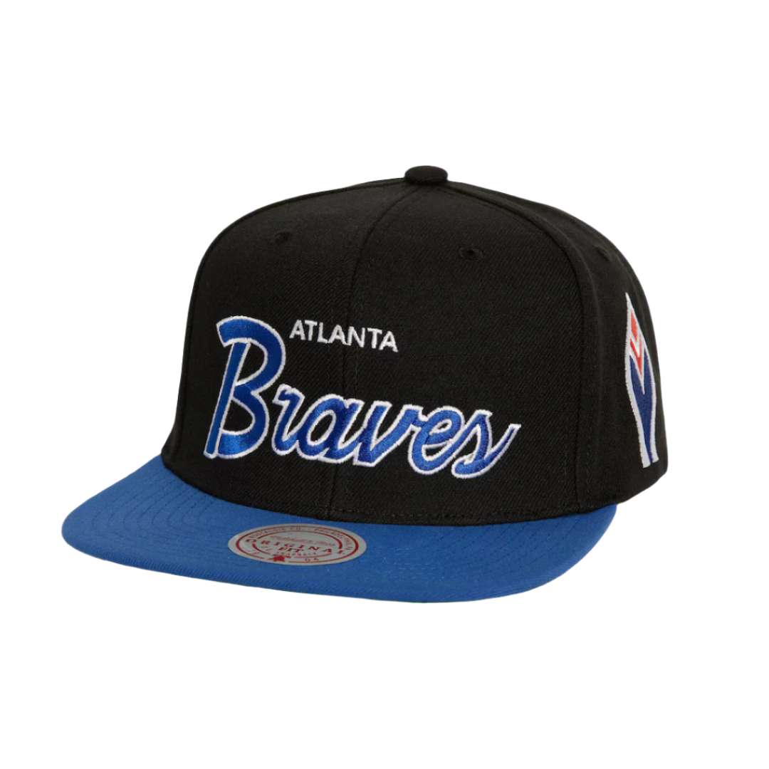 Mitchell & Ness Atlanta Evergreen Script Coop Snapback - Black/Blue