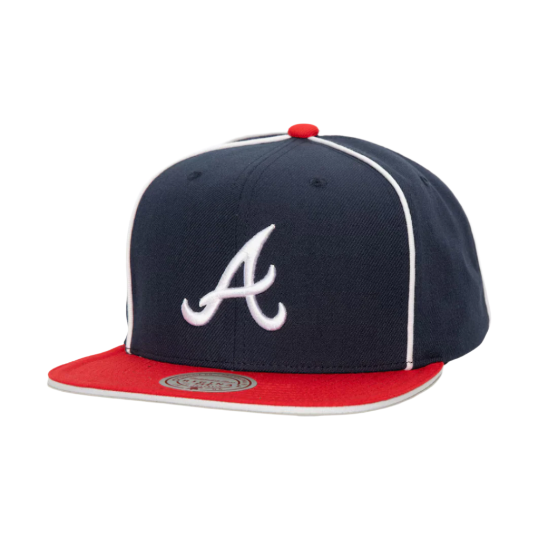 Mitchell & Ness MLB Atlanta Braves Pipe Snapback - Navy/Red