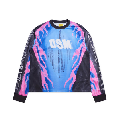 Diet Starts Monday MX Flame Jersey - Black/Blue/Pink