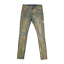 Crysp Atlantic Distressed Paint Splotch Denim - Olive/Brown