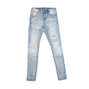 Crysp Atlantic Distressed & Striped Denim - Light Blue