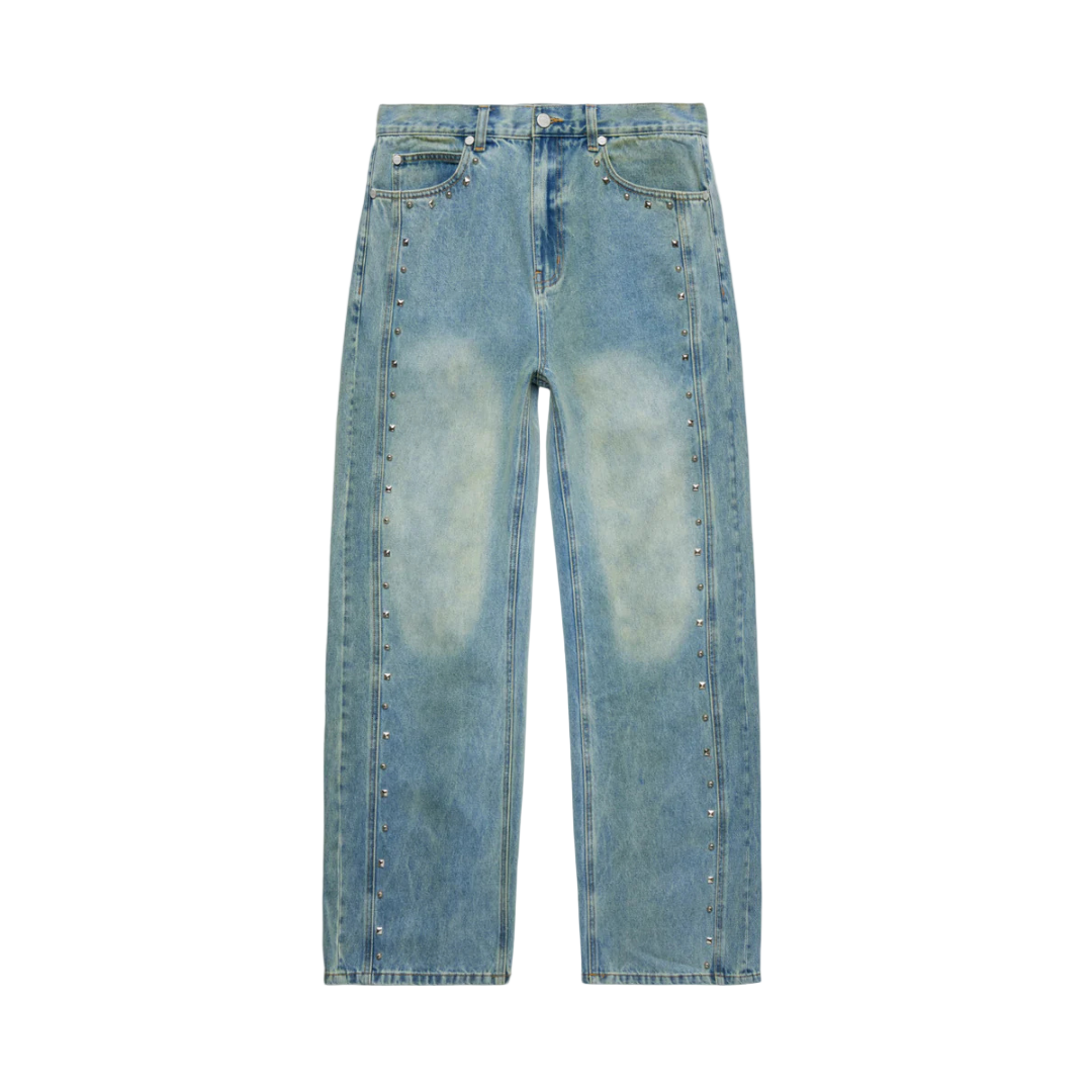 Homme Femme Studded Denim Jeans - Blue Wash