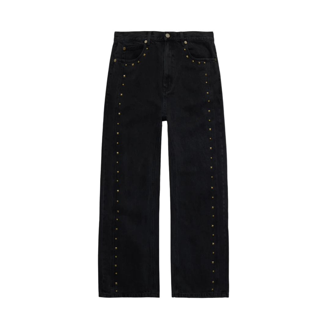 Homme Femme Studded Denim Jeans - Black Wash