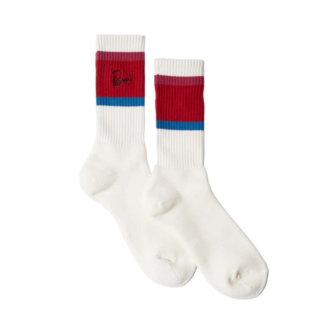 Parra Signature Striped Crew Socks - Red