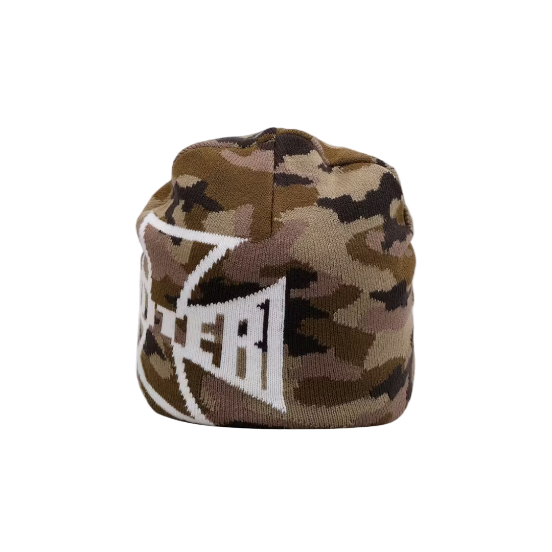 Loiter Motor Skull Knit Beanie - Woodland Camo