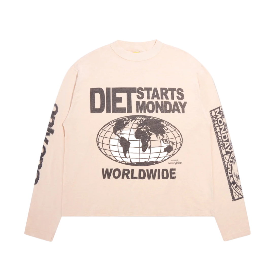 Diet Starts Monday "Worldwide" Long Sleeve Tee - "Antique White"