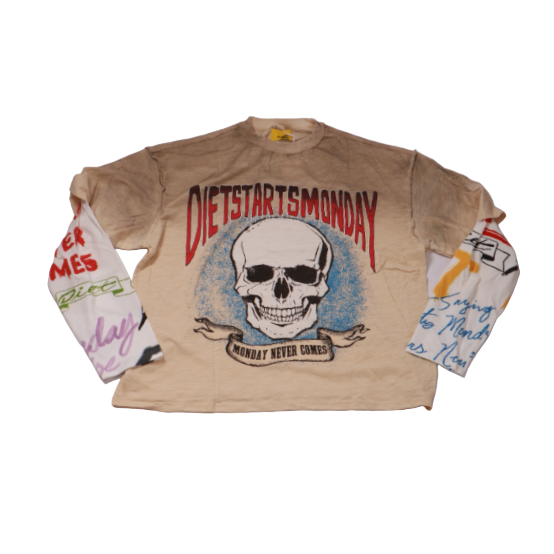 Diet Starts Monday Double Layer "Skull" Tee - "Antique White"