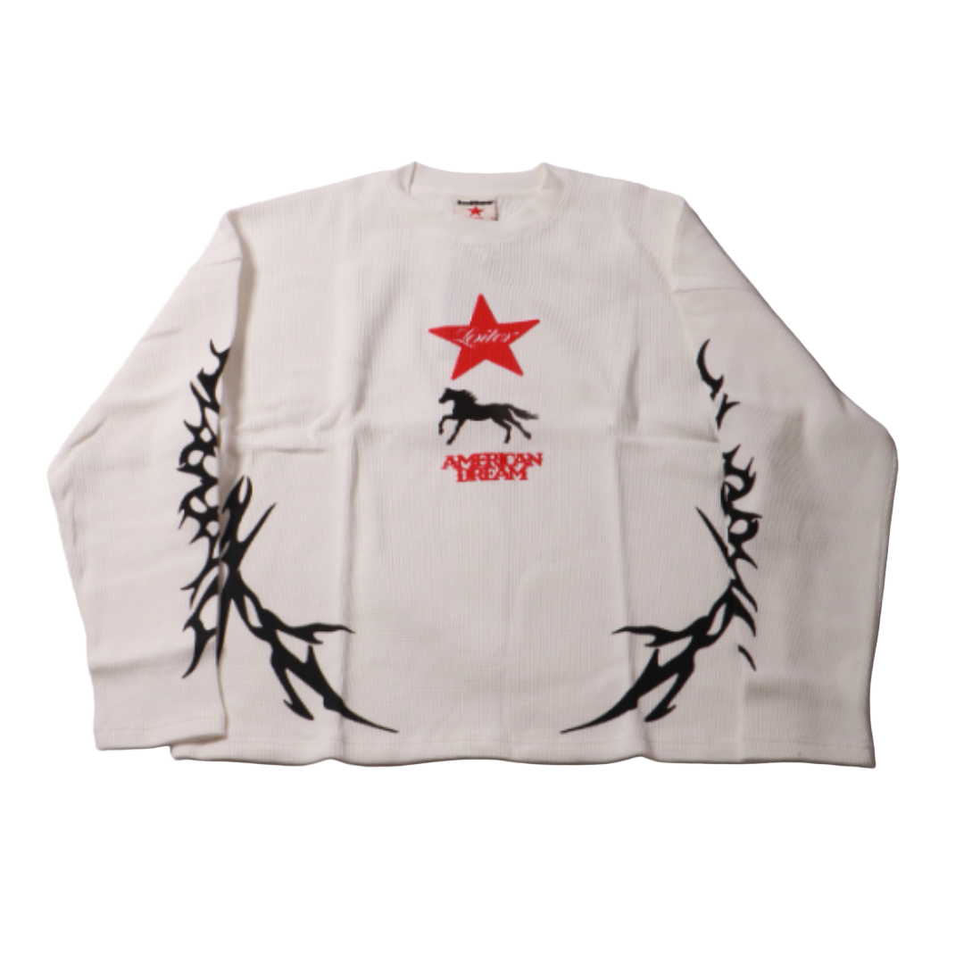 Loiter American Dream Waffle-Knit L/S T-Shirt - White
