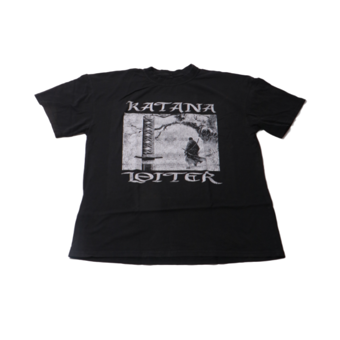 Loiter Katana Vintage T-Shirt - Acid-Washed Black