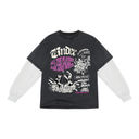 Lonely Hearts Club "Under Pressure" 2Fer Double Layer Tee - Vintage Black/White