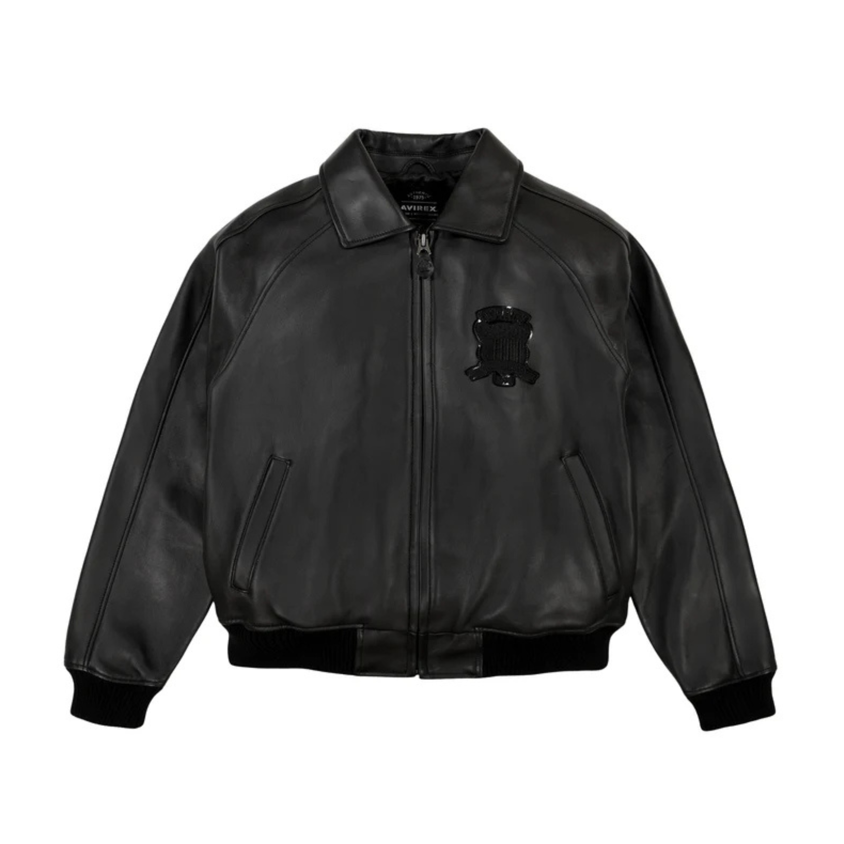 Avirex Icon Premium Leather Bomber Jacket - Black