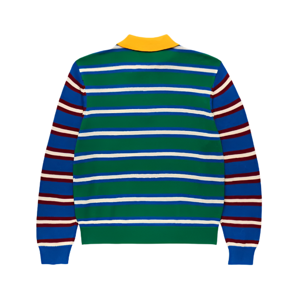Homme Femme Classic Striped Knit Polo - Blue/Green