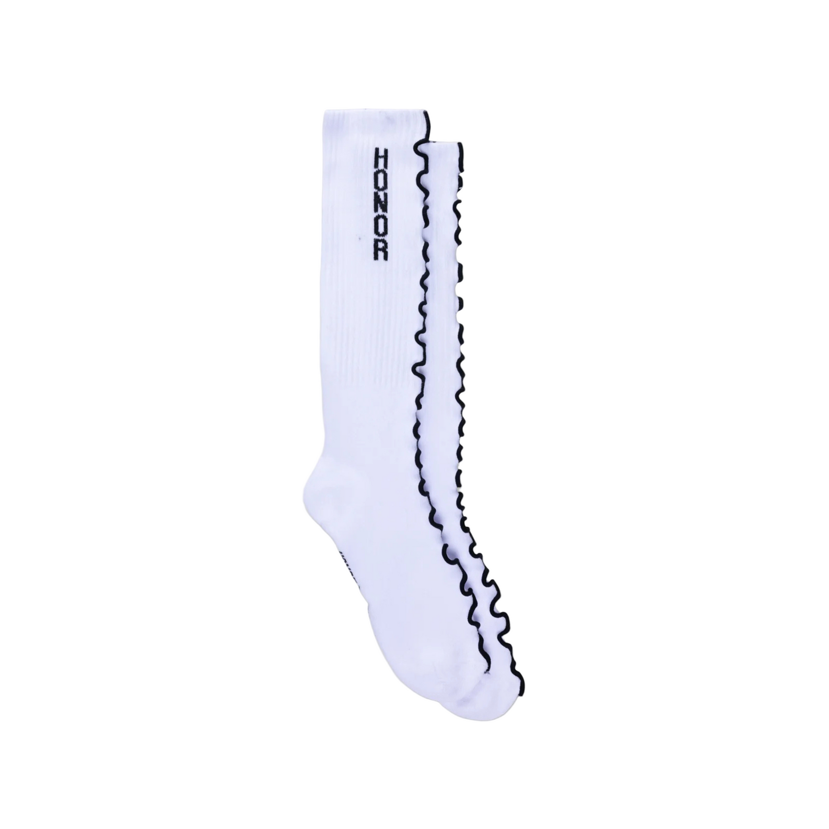 Honor The Gift Embroidery Edge Ribbed Sock - White