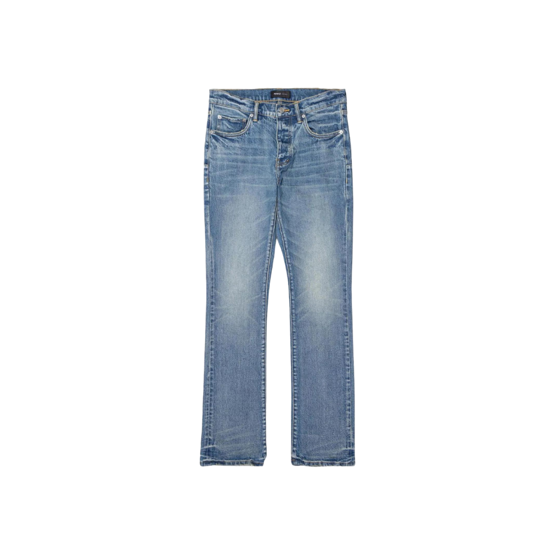 Purple Worn Vintage Flare Jeans - Mid Indigo
