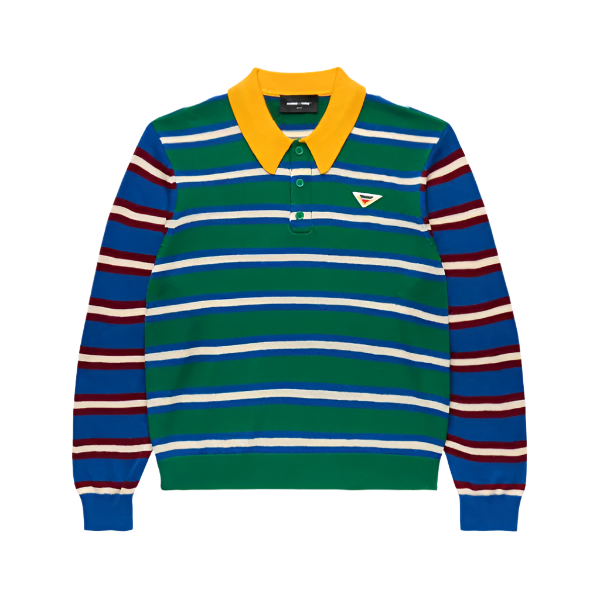 Homme Femme Classic Striped Knit Polo - Blue/Green