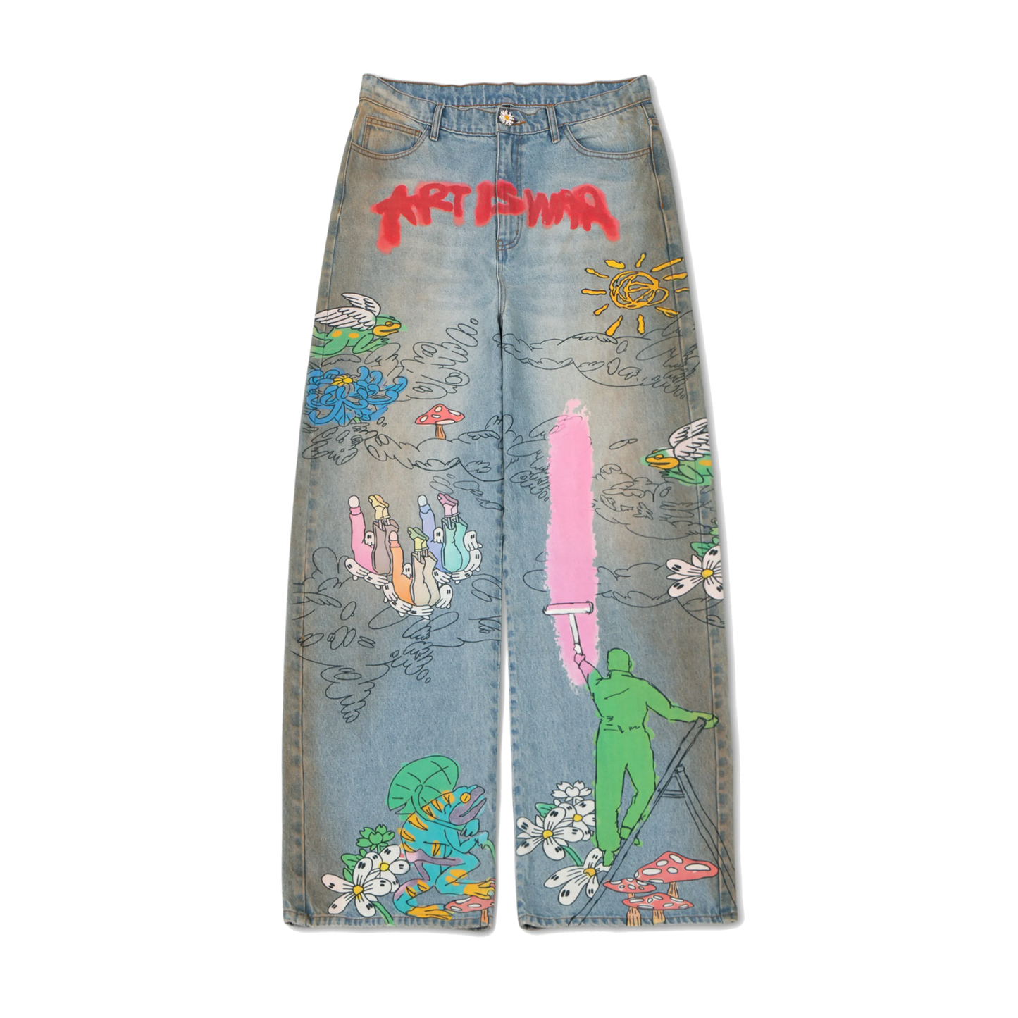 Wanted Apparel "Art Is War" Painter Pants - Light Blue