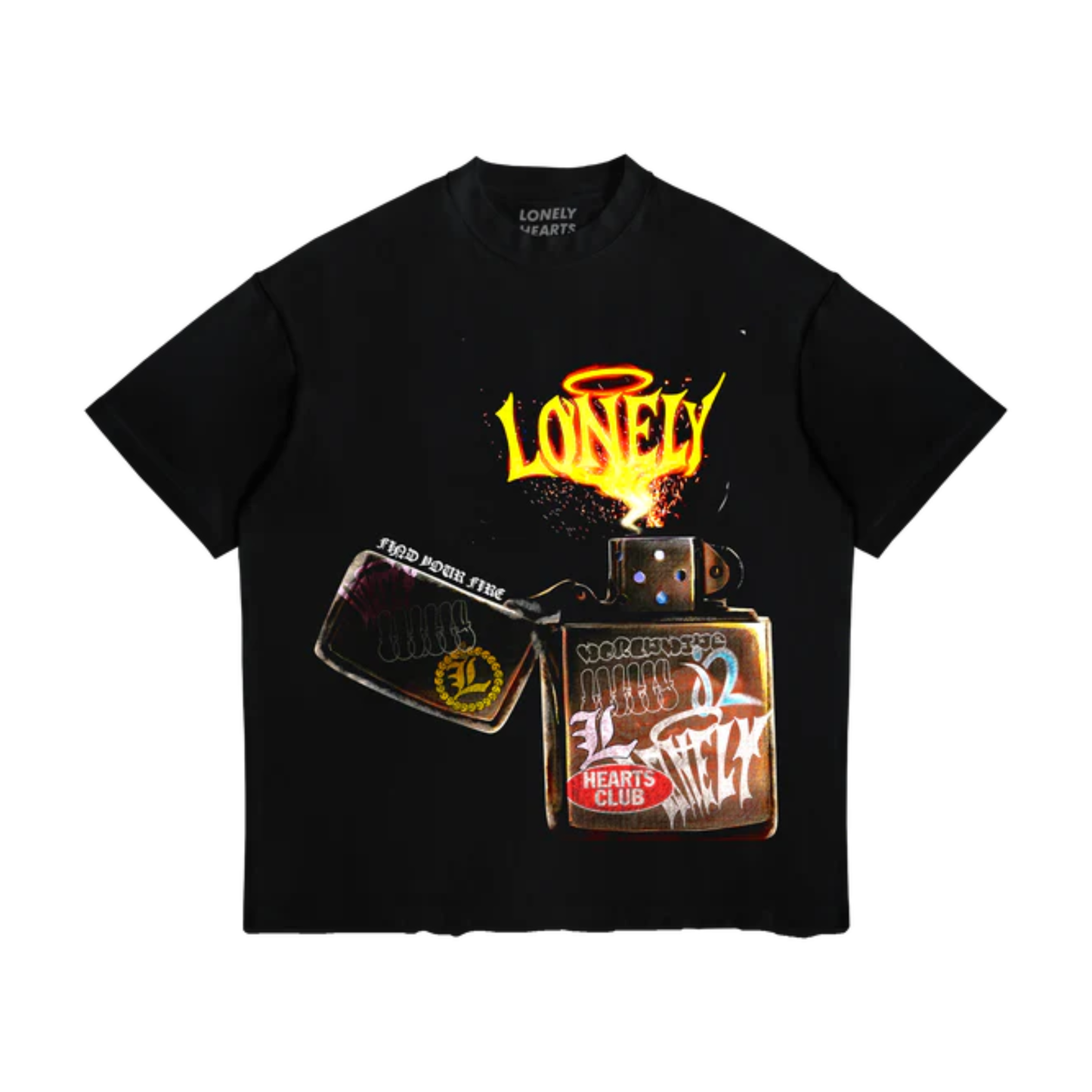 Lonely Hearts Club "Find Your Fire" Cropped Premium T-Shirt - Black