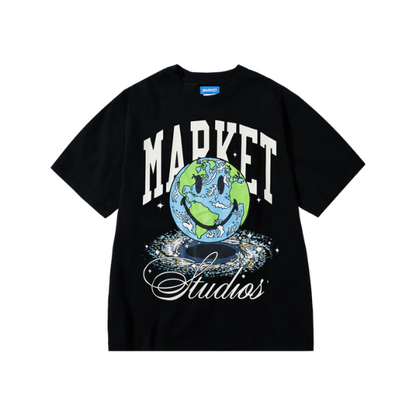 Market Smiley Galaxy T-Shirt - Black