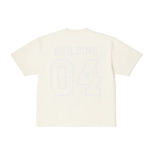 BLDG 4 Flames S/S Knit T-Shirt - Antique White