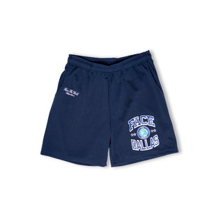 ($) Face The World Dallas Mesh Shorts - Navy Blue