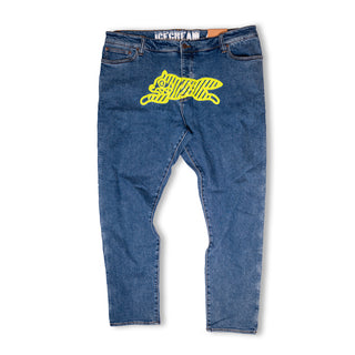 Ice Cream Neon Lime Jean - Med Blue Wash