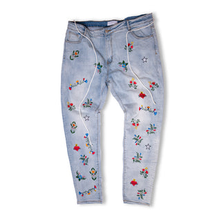 ($) Lifted Anchors "Rialto" Embroidered Denim - Blue