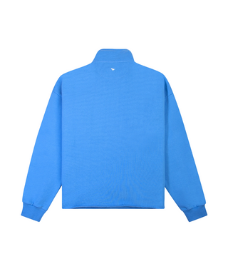 Paper Planes Open Hem Half Zip Sweatshirt - Azure Blue