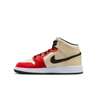 Air Jordan 1 Mid SS GS - Muslin/Chile Red