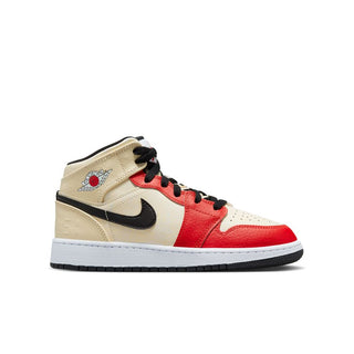 Air Jordan 1 Mid SS GS - Muslin/Chile Red