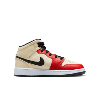 Air Jordan 1 Mid SS GS - Muslin/Chile Red