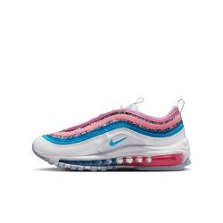 Grade School Nike Air Max 97 SE - White/Blue Lightning