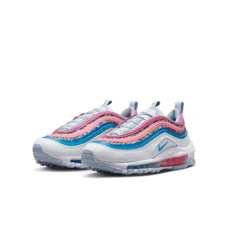 Grade School Nike Air Max 97 SE - White/Blue Lightning