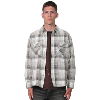 PURPLE BRAND PLAID LS SHIRT GREY